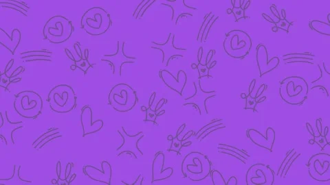 Abstract Hand Drawn Doodle Elements on a Purple Background. Stock Footage 318941904