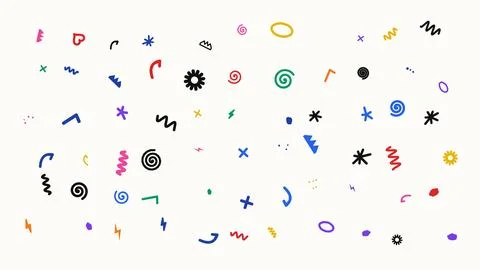 Abstract Hand-Drawn Doodle Elements Collection Isolated on a White Background 스톡 일러스트