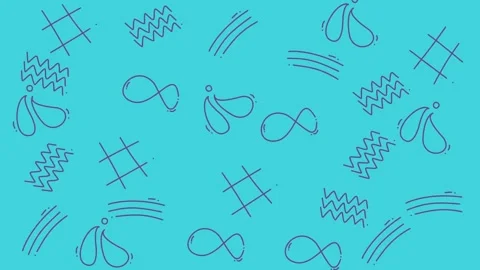 Abstract Hand Drawn Doodle Pattern Background with Trendy 2025 Shapes Stock Footage 344909961
