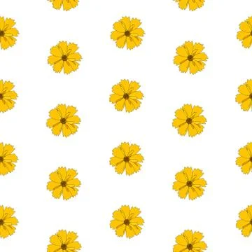 Abstract Hand Drawn flower seamless pattern background. Vector Illustration Stock Illustration