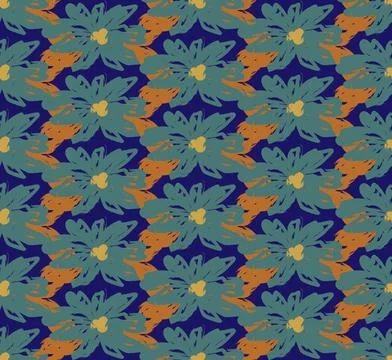 Abstract hand drawn flowers, botanical motifs, textured lines, brush strokes. イラスト素材