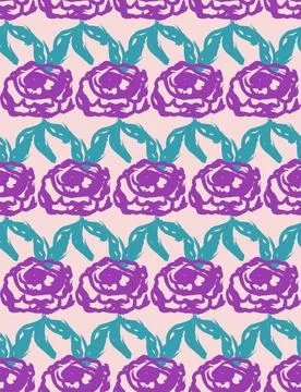 Abstract hand drawn flowers, botanical motifs, textured lines, brush strokes. Illustrazione stock