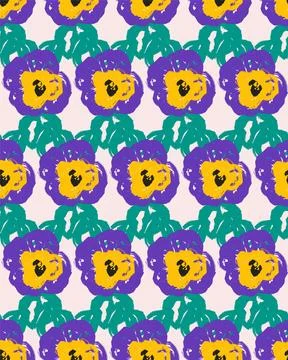 Abstract hand drawn flowers, botanical motifs, textured lines, brush strokes. イラスト素材