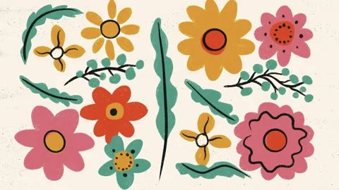 Abstract Hand-Drawn Flowers Pattern Stock Footage 298963702
