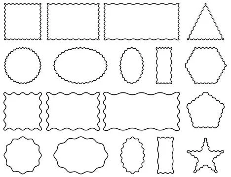 Abstract hand drawn frames set with wavy borders and organic shapes. Black .. Stock Illustration
