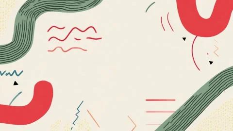 Abstract hand drawn geometric background with curved shapes, confetti accen.. Видео 342045246