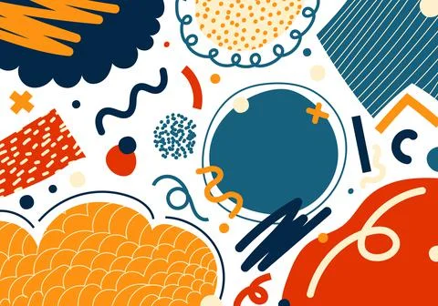 Abstract hand drawn geometric pattern on white background. Stock Illustration