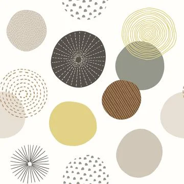 Abstract hand drawn geometric pattern with decorative circles and vintage 库存插图