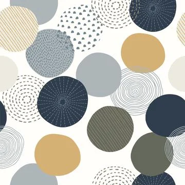 Abstract hand drawn geometric pattern with decorative circles and vintage Illustrazione stock