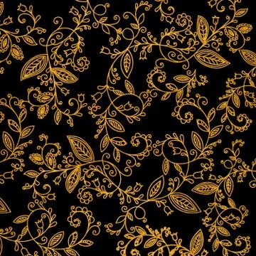 Abstract hand drawn gold pattern Stock Illustration