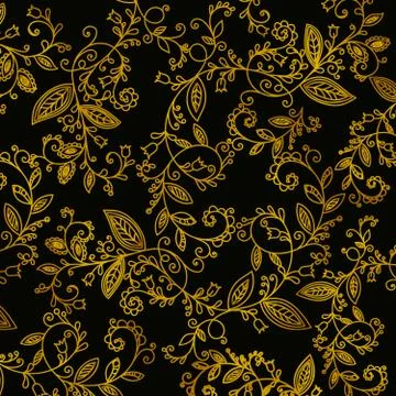 Abstract hand drawn gold pattern Stock Illustration