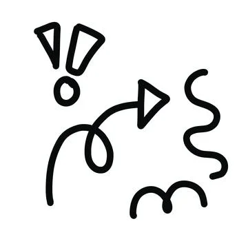 Abstract Hand-Drawn Graphic Elements Set, Arrow and Exclamation Mark Doodle イラスト素材