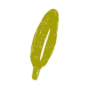 Abstract Hand Drawn Green Feather Isolated Art Stock Illustration