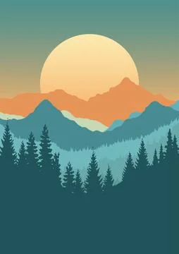 Abstract hand drawn landscape background design Stock Illustration