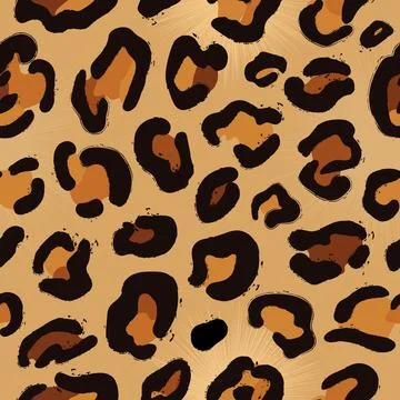 Abstract Hand Drawn Leopard skin. Seamless pattern Stock Illustration