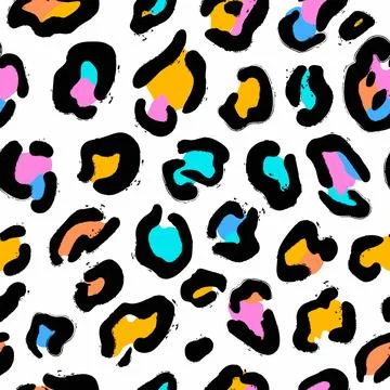 Abstract Hand Drawn Leopard skin. Seamless pattern Stock Illustration