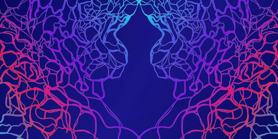 Abstract hand drawn neon shape, artistic colorful nerve pattern illustration Stock Illustration