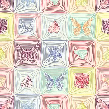 Abstract hand drawn pattern, geometric background Stock Illustration