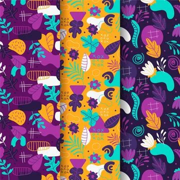 Abstract hand drawn pattern pack Stock Illustration