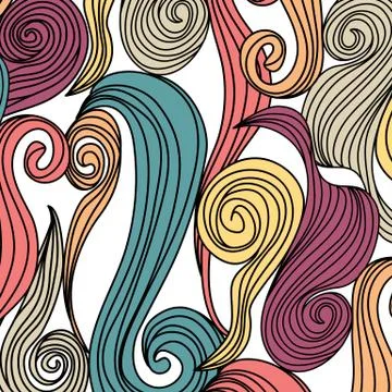Abstract hand-drawn pattern with waves. Unique coloring book square page for  Illustrazione stock