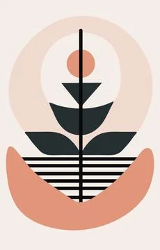 Abstract hand drawn posters in boho style. Contemporary nature background in Stock Illustration