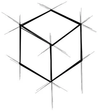 Abstract hand drawn scribble doodle blueprint box Illustrazione stock