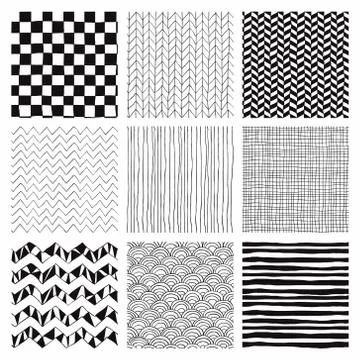 Abstract hand drawn seamless background patterns Stock Illustration