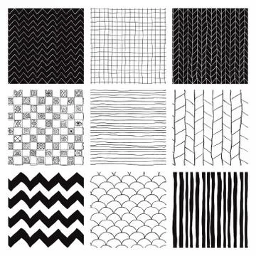 Abstract Hand Drawn Seamless Background Patterns Stock Illustration