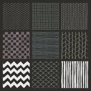 Abstract Hand Drawn Seamless Background Patterns Stock Illustration