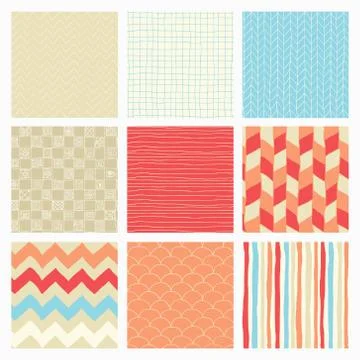 Abstract Hand Drawn Seamless Background Patterns Stock Illustration