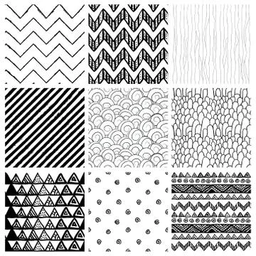 Abstract Hand Drawn Seamless Background Patterns Stock Illustration