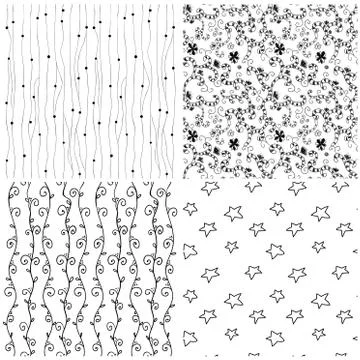 Abstract hand drawn seamless background patterns Stock Illustration