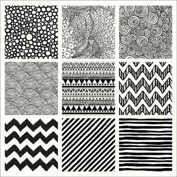 Abstract Hand Drawn Seamless Background Patterns Stock Illustration