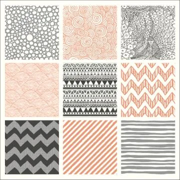 Abstract Hand Drawn Seamless Background Patterns Stock Illustration