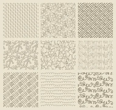 Abstract Hand Drawn Seamless Background Patterns Stock Illustration