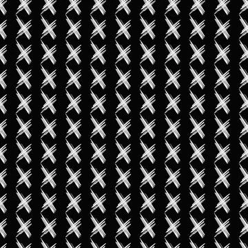 Abstract hand drawn seamless pattern with white cross on black bckground Stock Illustration