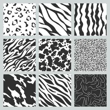 Abstract hand drawn seamless patterns set. Illustrazione stock