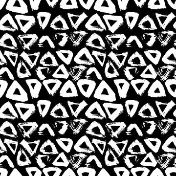 Abstract Hand Drawn Seamless Vector Dry Brush Triangles Pattern Illustrazione stock