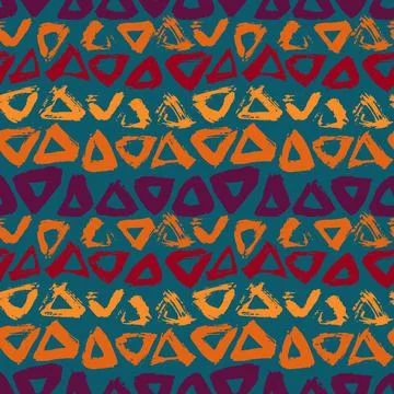 Abstract Hand Drawn Seamless Vector Dry Brush Triangles Pattern Stock Illustration