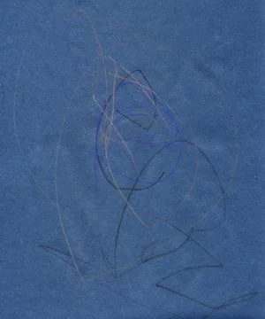 Abstract Hand Drawn Sketch with Scribbles and Lines on a Solid Blue Paper B.. Stock Illustration
