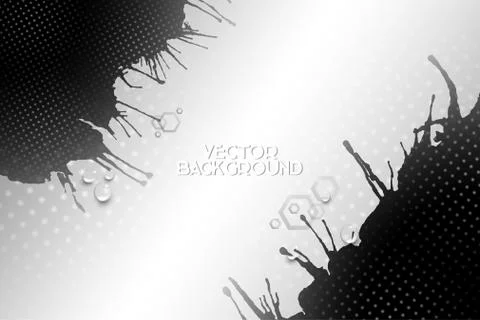 Abstract hand drawn spotted gray-black background with empty place for text Stock Illustration