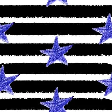 Abstract Hand Drawn Star Seamless pattern Background Vector Illu Illustrazione stock