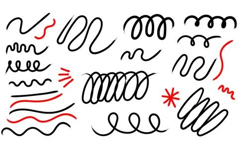 Abstract hand drawn swirls scribbles and wavy line art composition Stock Illustration
