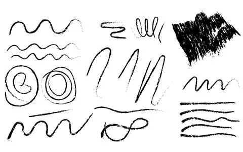 Abstract hand drawn wavy lines and scribbles set for modern art design Stock Illustration