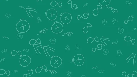 Abstract hand-drawn white doodle pattern animation on green background Stock Footage 344909040