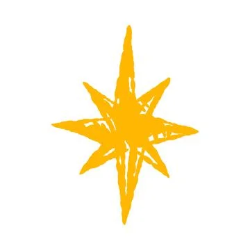 Abstract Hand Drawn Yellow Star Isolated Vector Stock Illustration