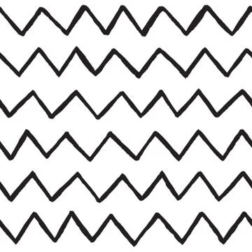 Abstract hand drawn zig zag lines seamless vector pattern white and black Stock Illustration