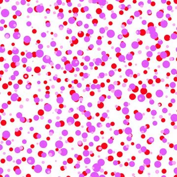 Abstract hand drown polka dots background. White seamless pattern with pink, red 스톡 일러스트