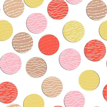 Abstract hand drown polka dots background. White dotted seamless pattern with Illustrazione stock
