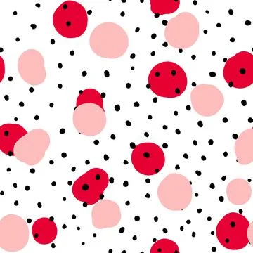 Abstract hand drown polka dots background. White dotted seamless pattern with Illustrazione stock